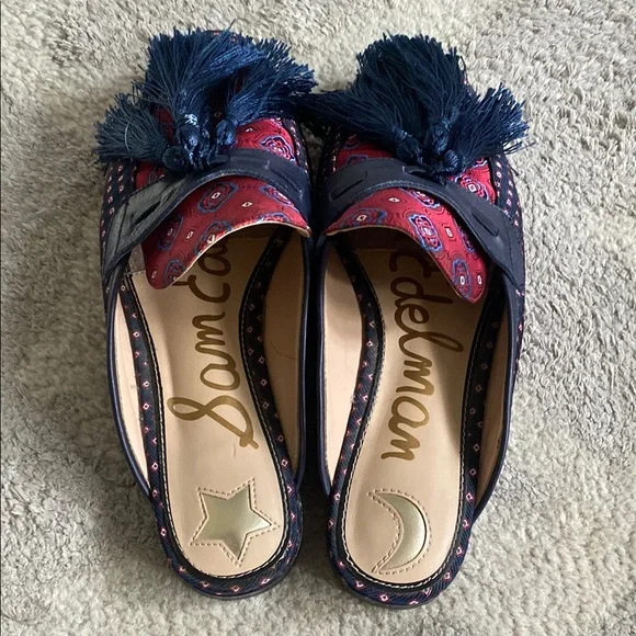 Sam Edelman Navy Tassel Slip-On Loafers - Picture 3 of 4